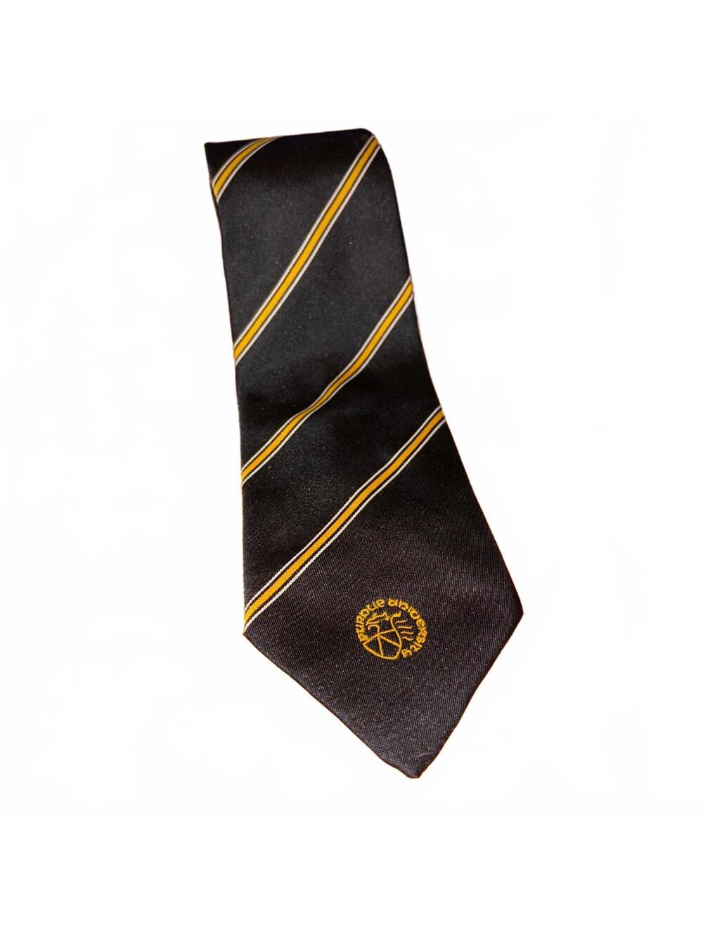 Vintage Purdue University Boilermakers Black and Gold Striped Tie with Logo